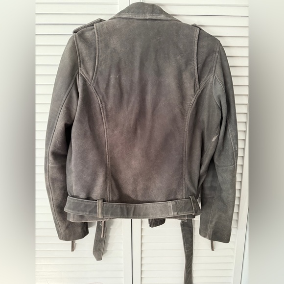 Topshop gray biker style suede jacket - Picture 3 of 3